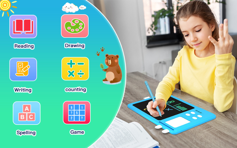 LCD Writing Tablet for Kids with Talking Flash Cards